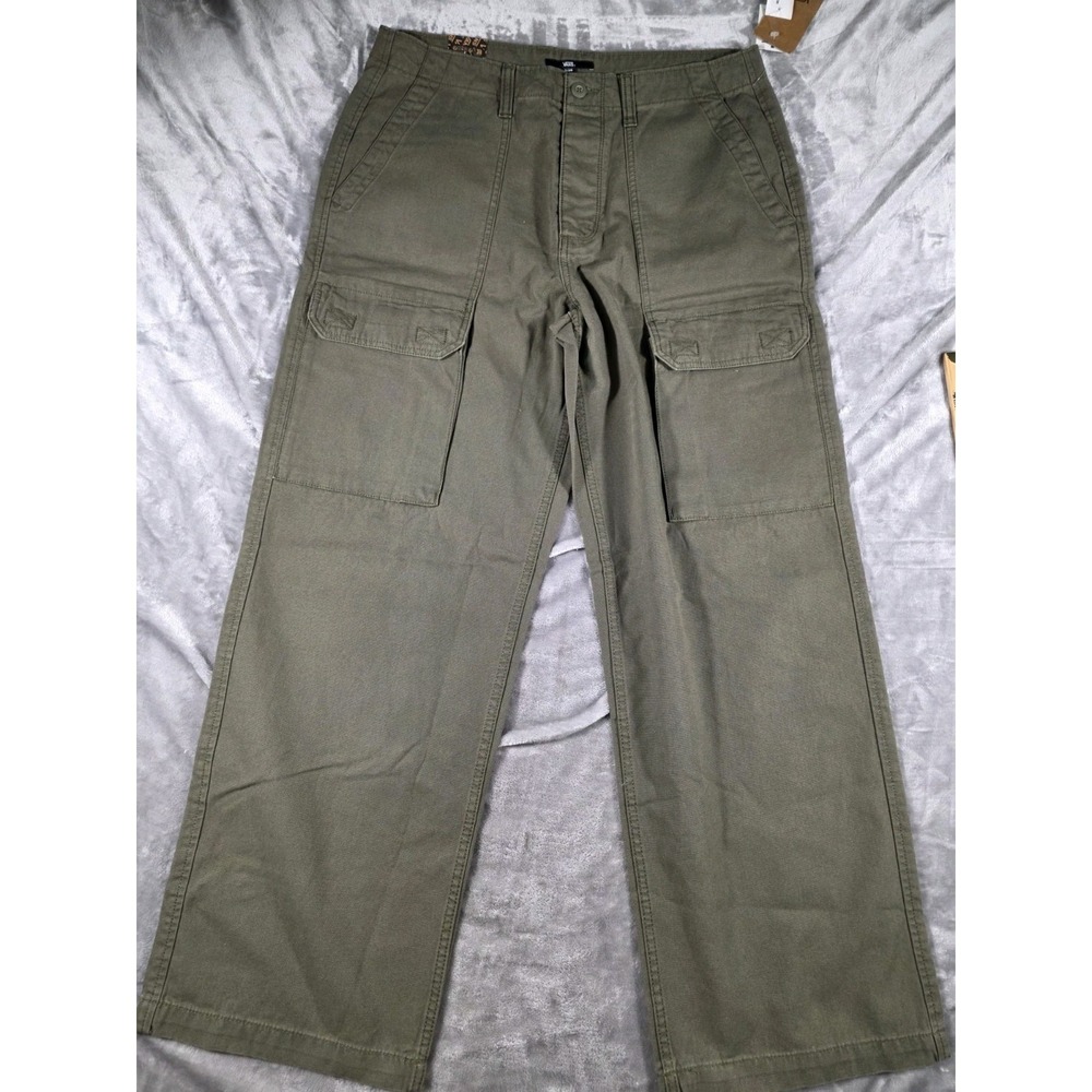 NWT Vans Women's Size 31 (34x31) Olive Green Canvas Arroyo Wide Leg Cargo Pants - Picture 2 of 10